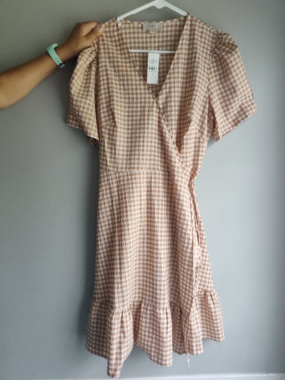 LOFT Puff Sleeve Gingham Dress - Picture 2 of 2